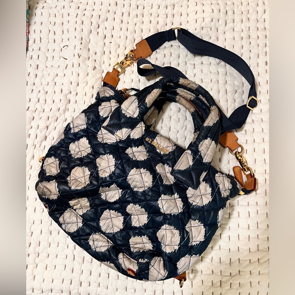MZ Wallace Navy Black Colorblock Medium Sutton Crossbody Bag